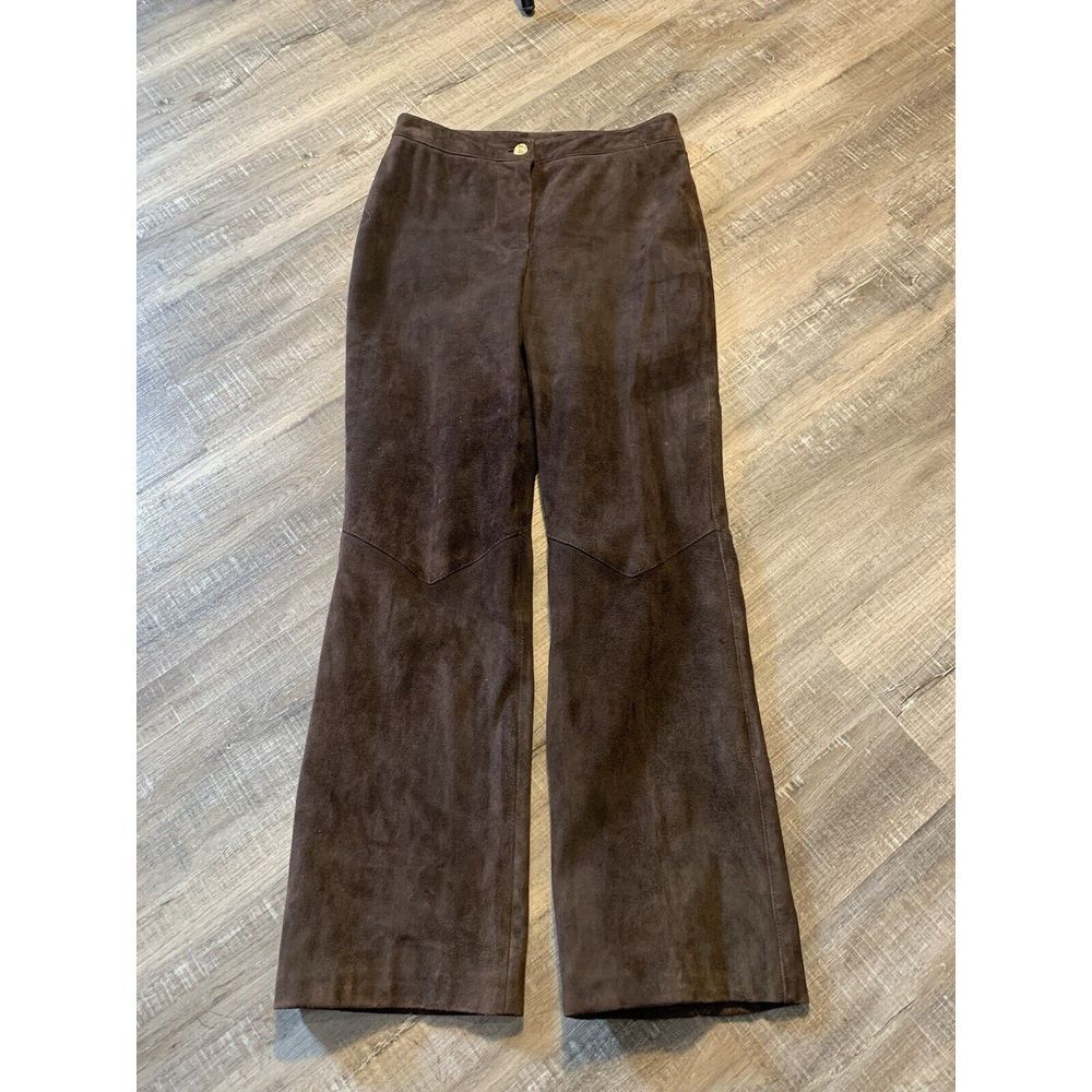 VINTAGE St. John Collection by Marie‎ Gray Brown Suede Silk Lined Pants Size 2